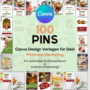 Food Pinterest Design Vorlagen für schnelles Wachstum – 100 Canva Templates, Food Blogging Vorlagen Bundle für Pinterest Marketing