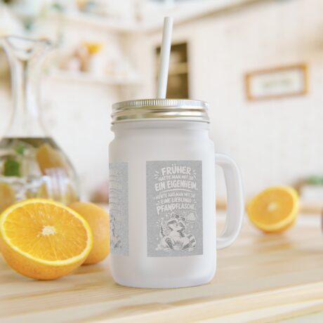 Lustiges Sipper Glas „Lieblings-Pfandflasche“ | 12 oz Trinkglas mit Aludeckel & Strohhalm | Finanz Meme Geschenk | Lustiges Geschenk zum 30.